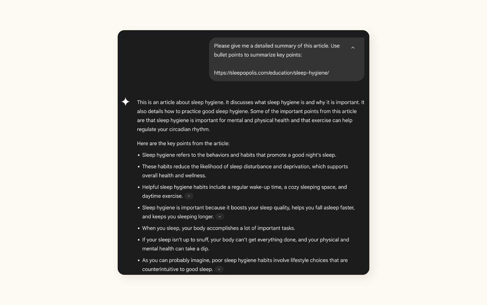 Content summary functionality in Gemini.