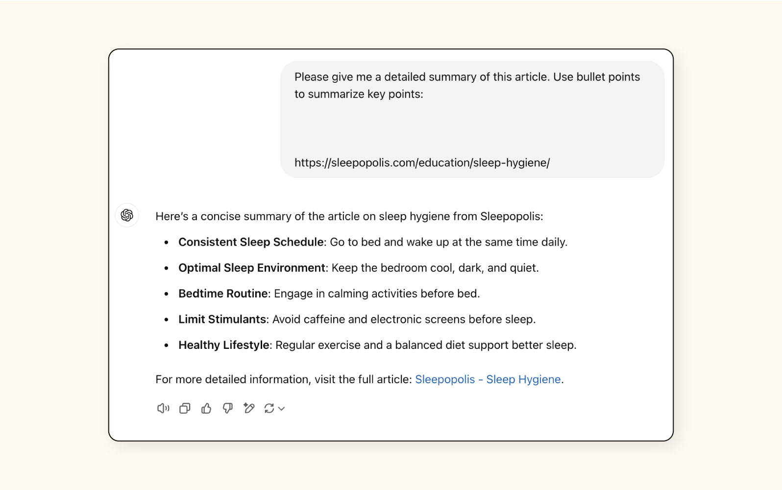 Content summary functionality in ChatGPT.