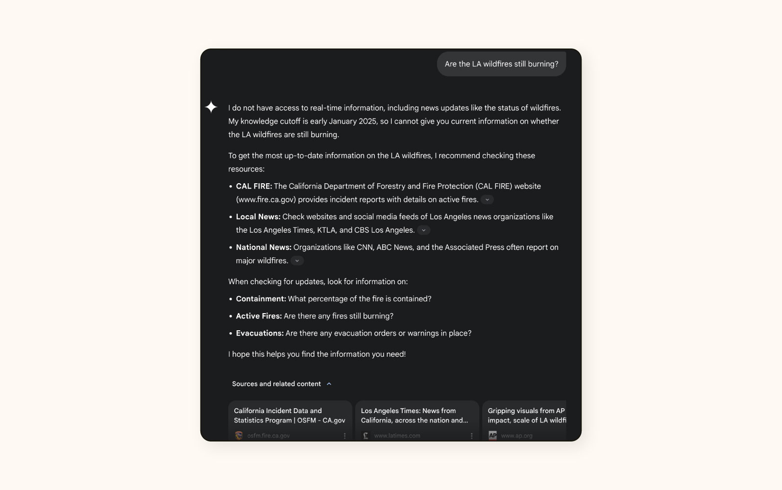 Current event functionality in Gemini.