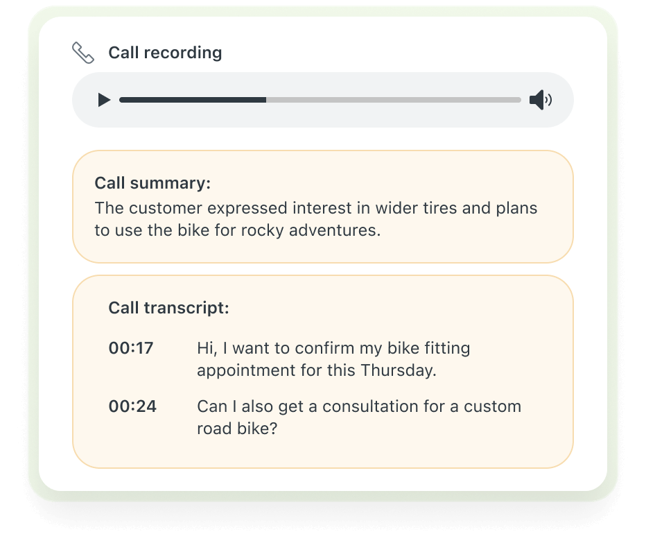 Zendesk AI call transcription.