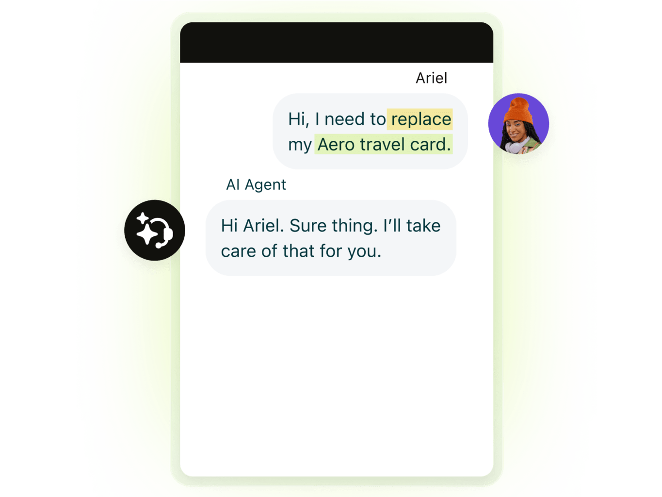 A screenshot of a Zendesk AI agent in action
