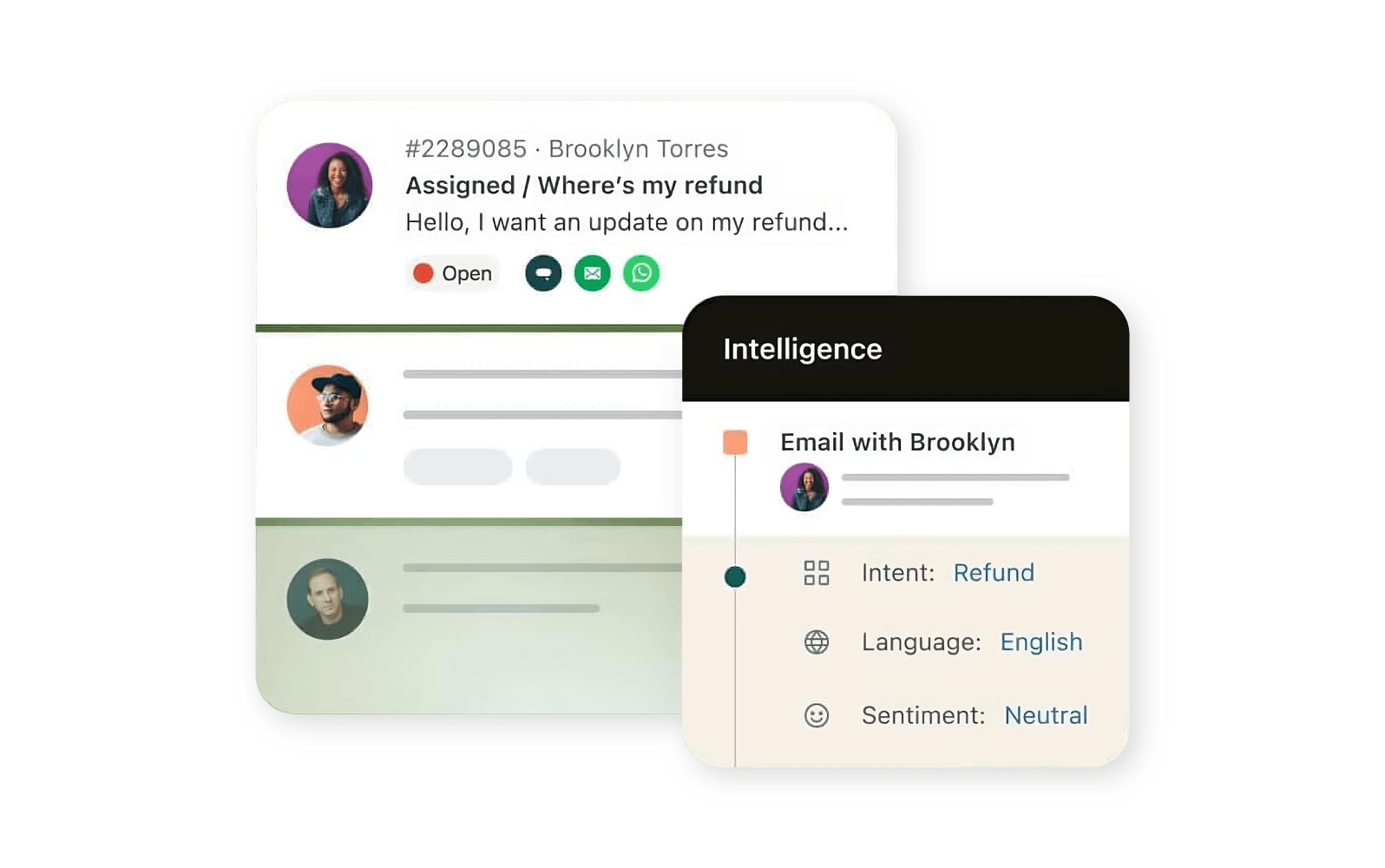 An example of Zendesk AI used to streamline the support process for agents.