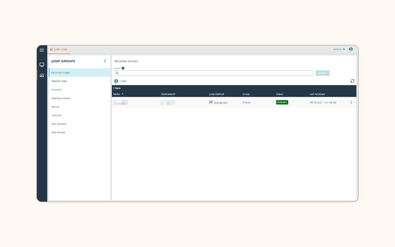 A screenshot showcases an agent's jump groups on BeyondTrust Remote Support, a remote support software.