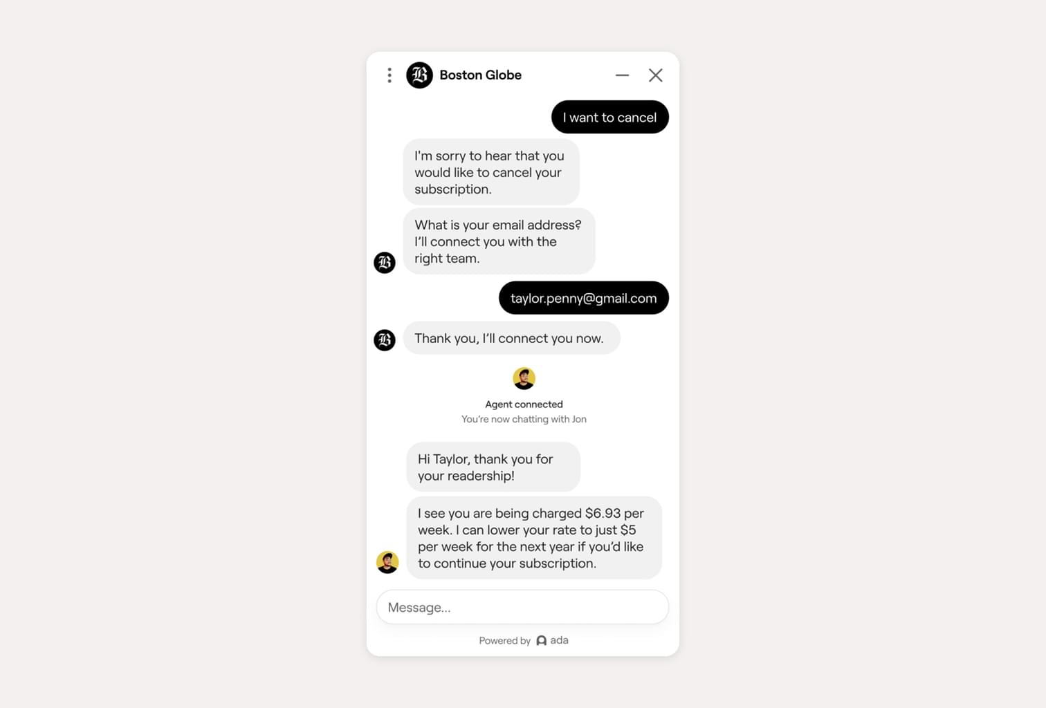 The Boston Globe chatbot