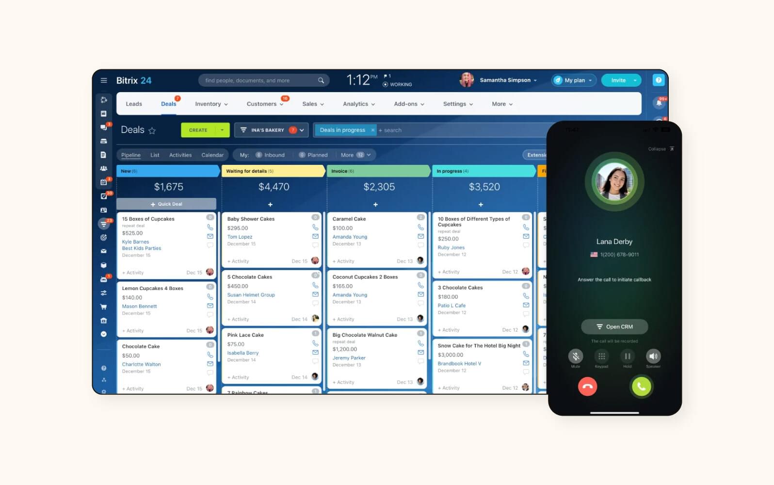 Bitrix24’s healthcare CRM interface.