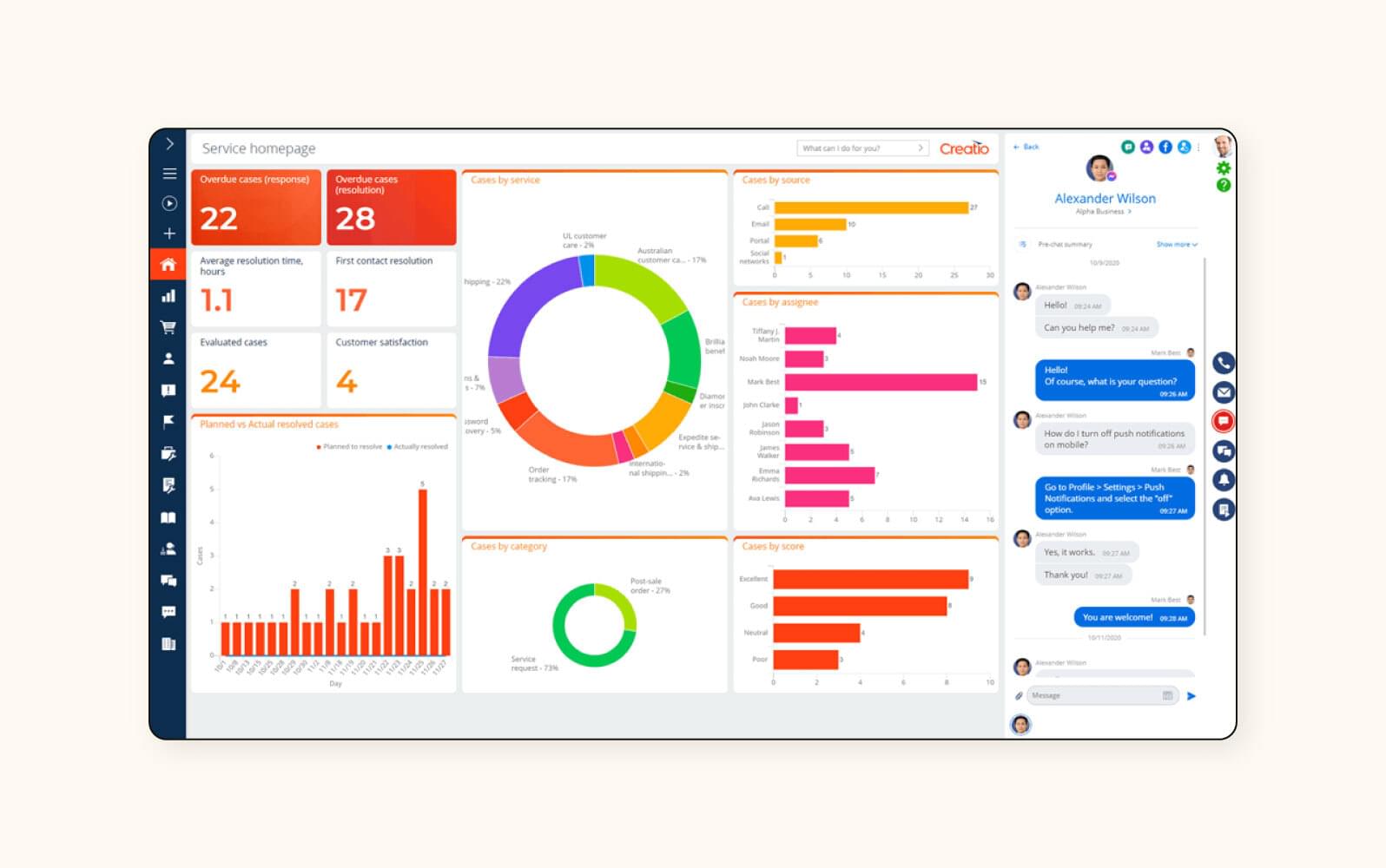 Creatio’s healthcare CRM interface.