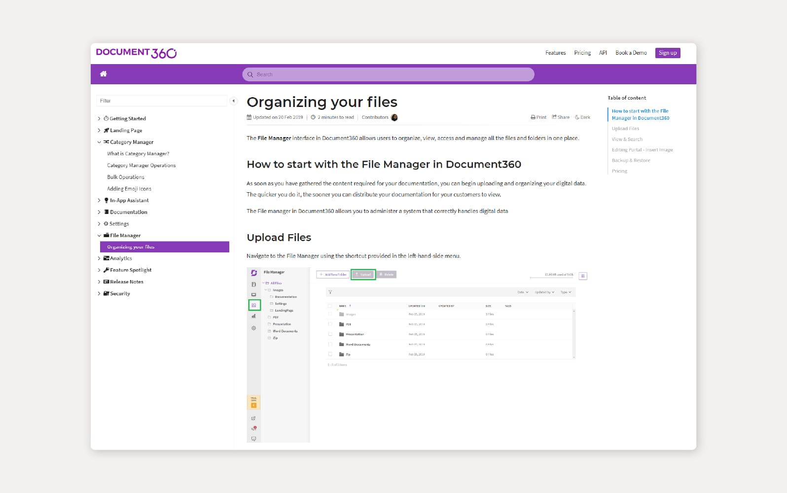 A screenshot of the Document360 customer self-service portal.