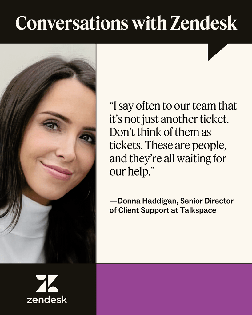 Quote from Donna Haddigan, Senior Director of Client Support at Talkspace