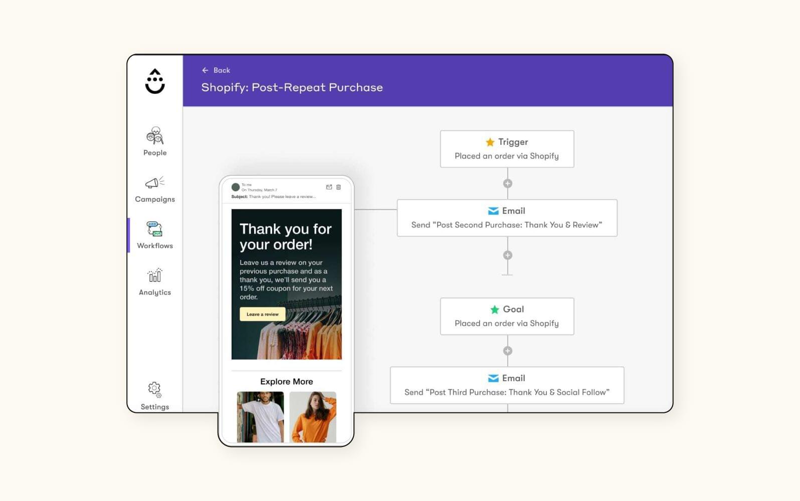 A product image of the Drip CRM software