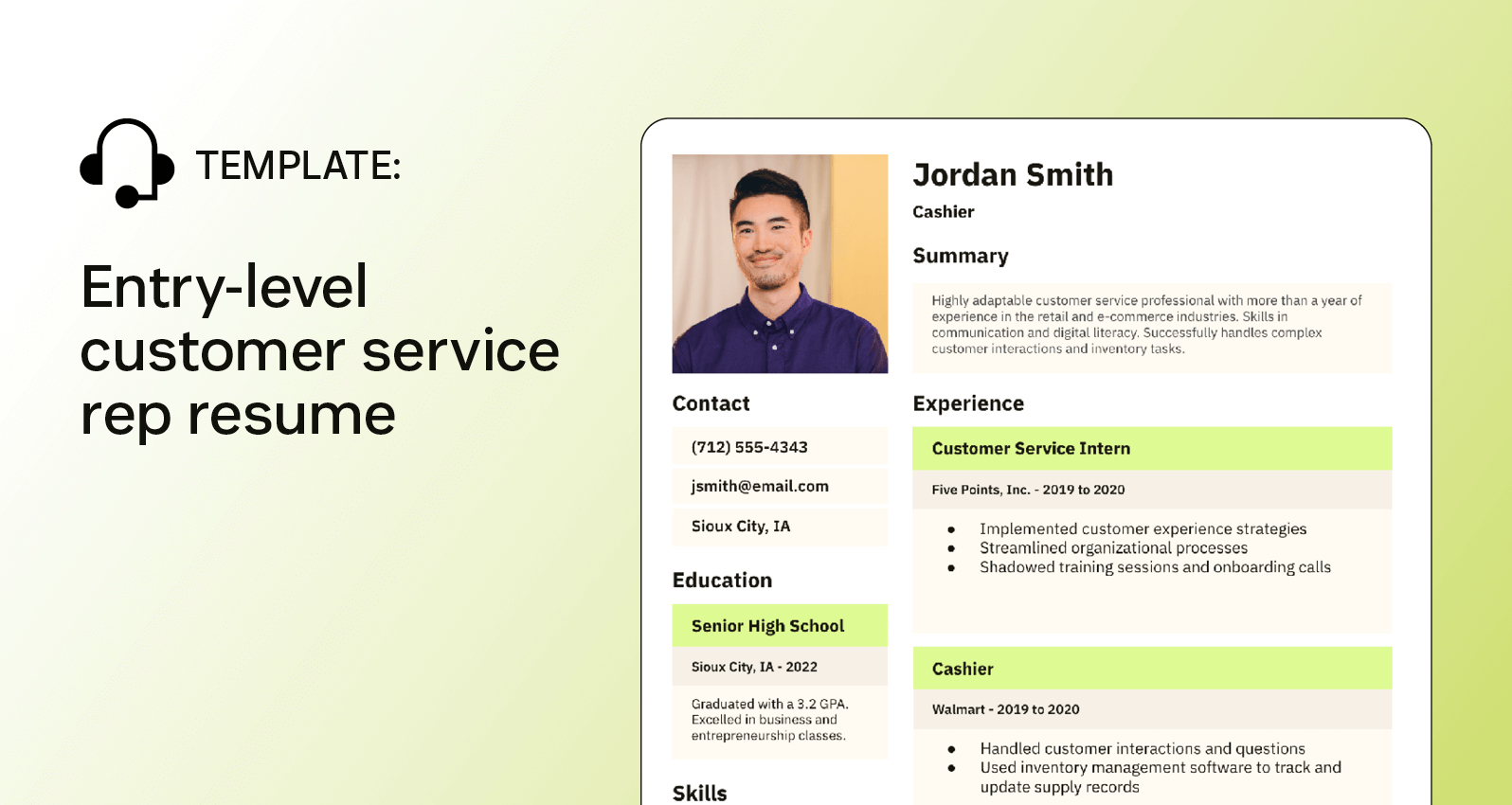 A customer service resume shows adaptability with an intro that showcases experience.