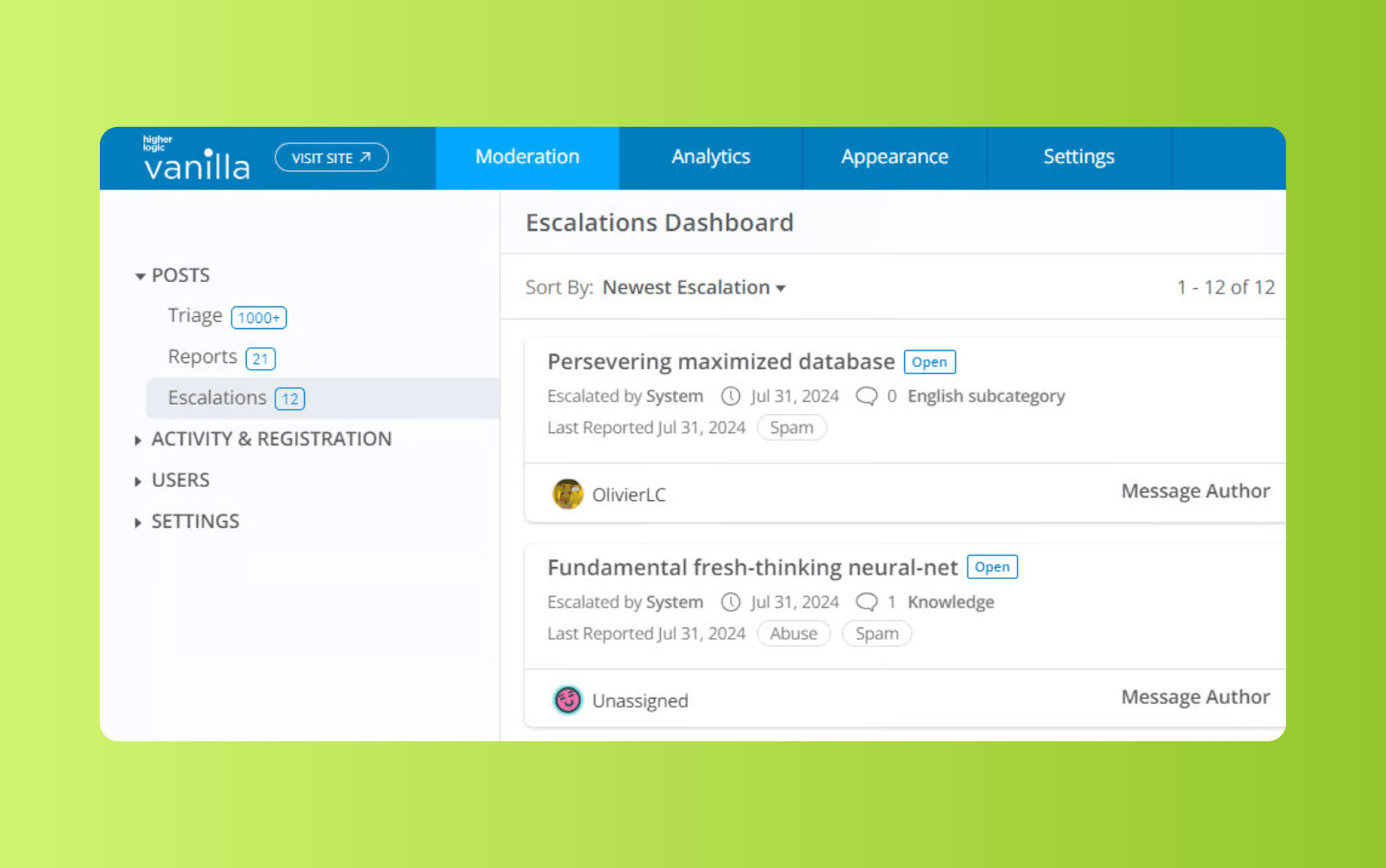 Screenshot of Higher Logic Vanilla’s forum software.