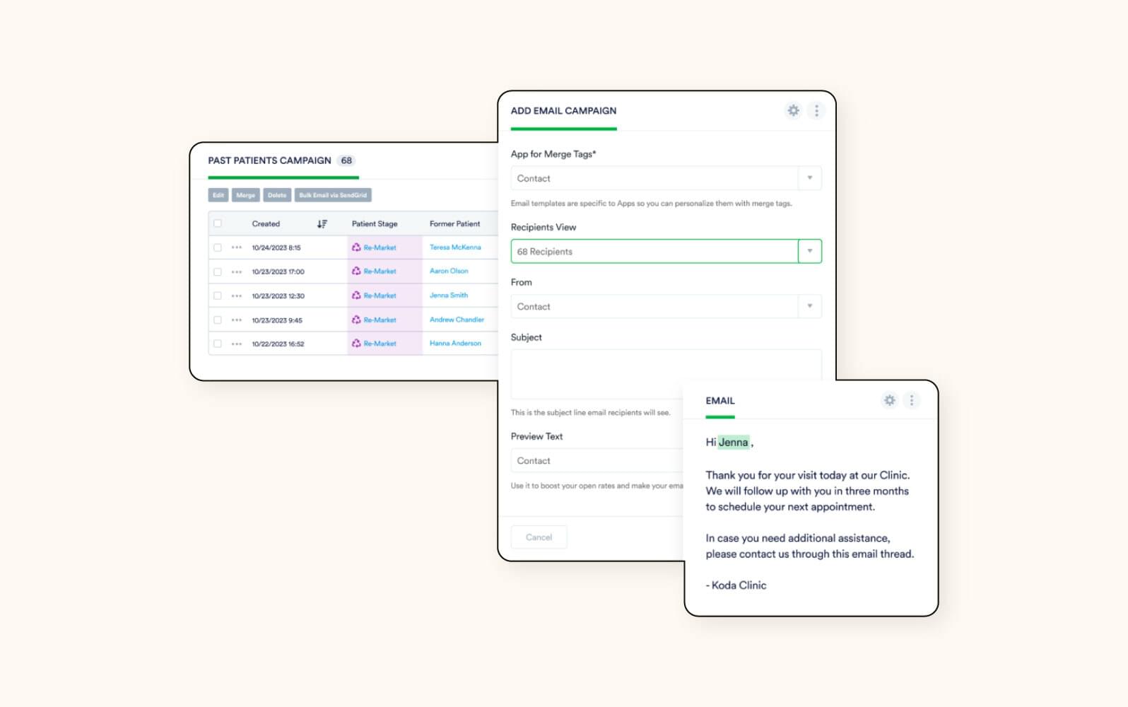 FreeAgent CRM’s healthcare CRM interface.