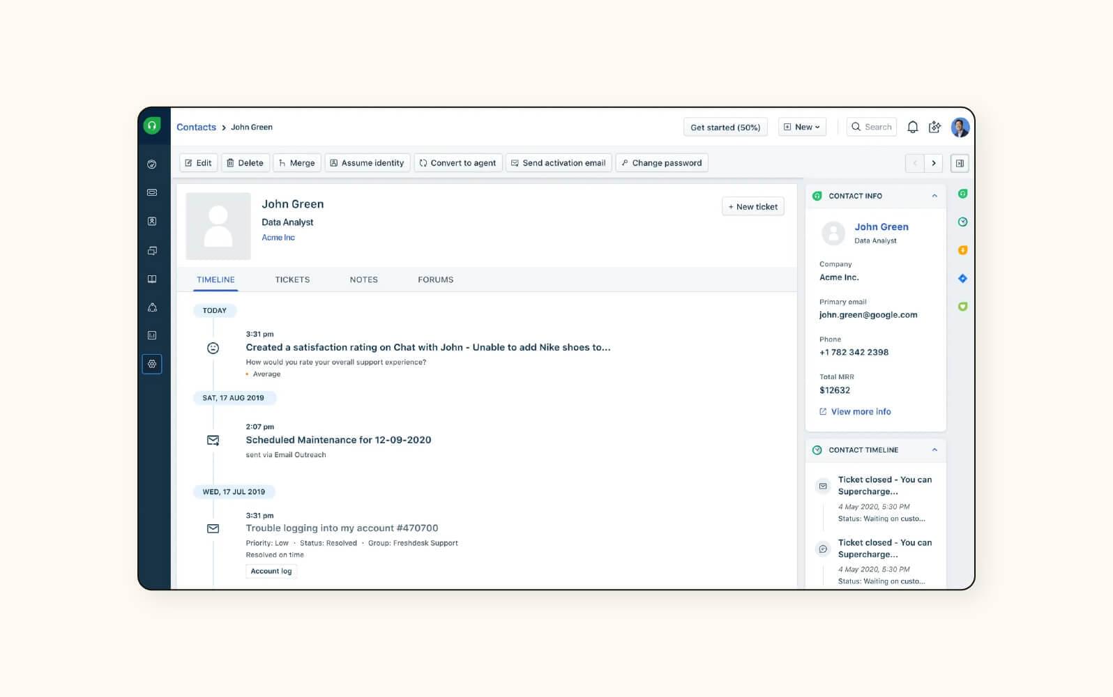 A product image of Freshdesk help desk ticketing system software.
