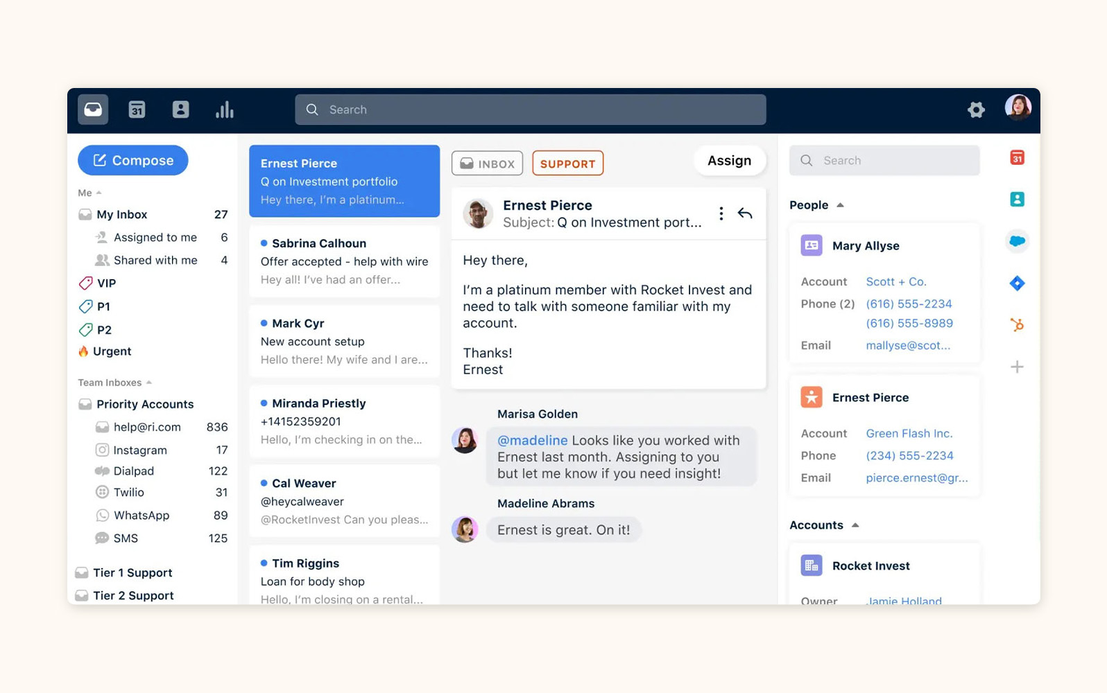 A product image of customer complaint software from Front.