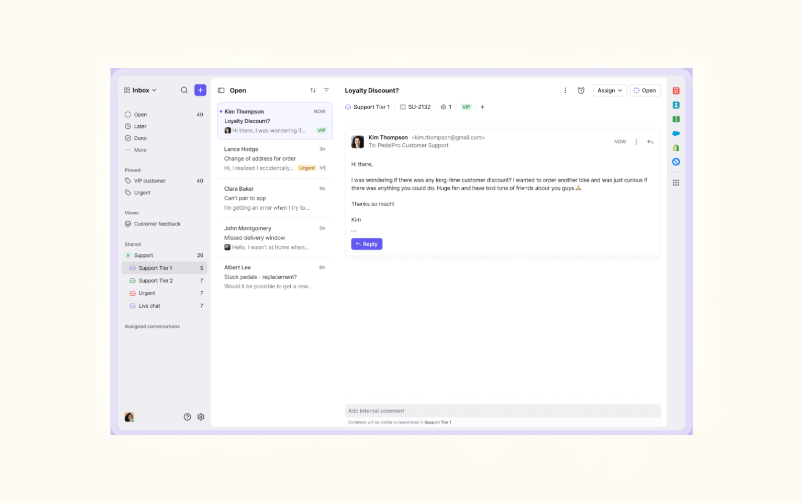 Screenshot of Front’s inbox in action.