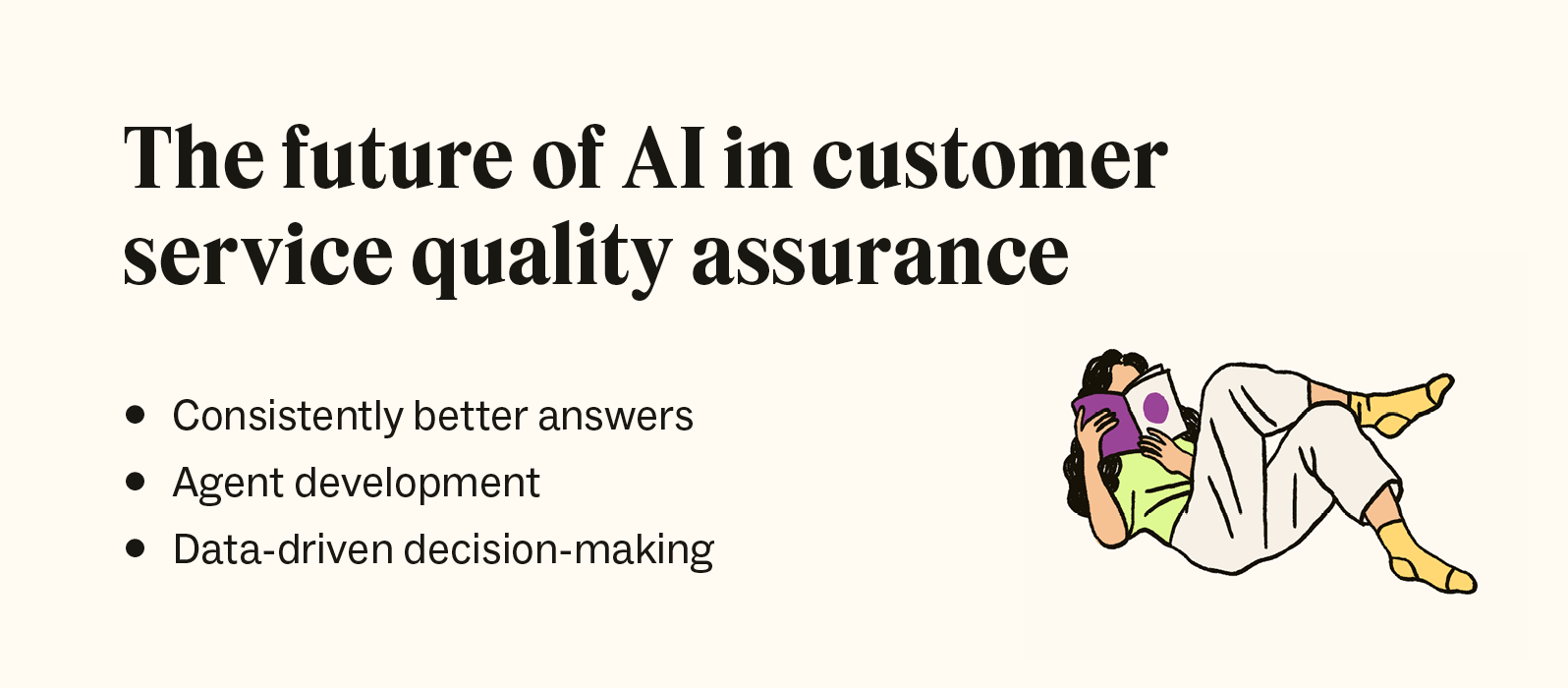 The future of AI in customer service QA is described in a bulleted list.