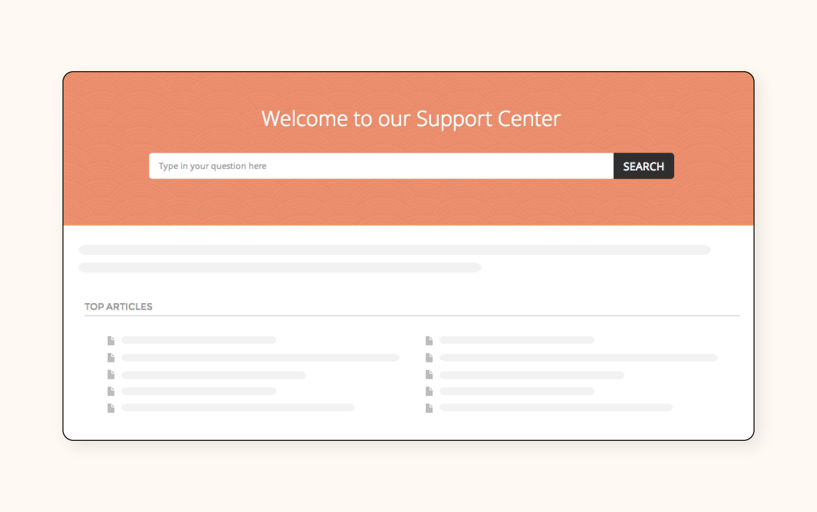 Un mockup de centro de soporte en HappyFox, un software de portal de clientes.