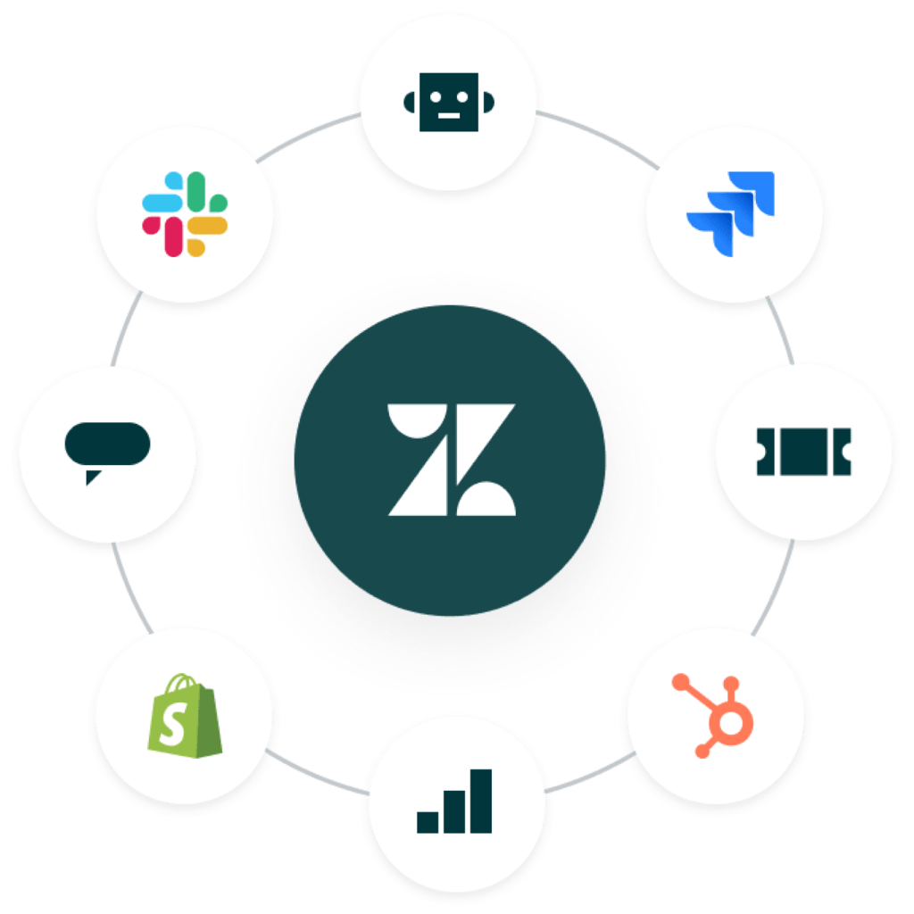 Iconos de entre las más de 1700 integraciones en Marketplace de Zendesk.
