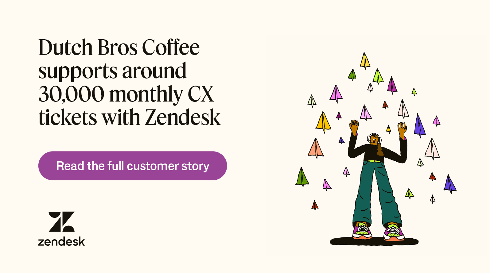 Dutch Bros Coffee supports around 30,000 monthly CX tickets with Zendesk.