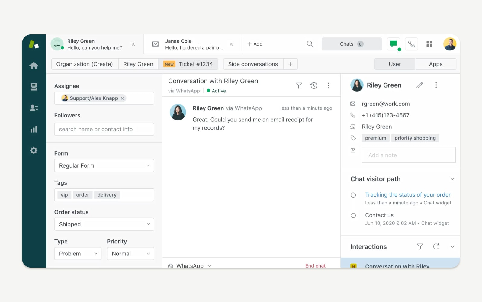 Capture du logiciel de gestion des incidents de Zendesk.