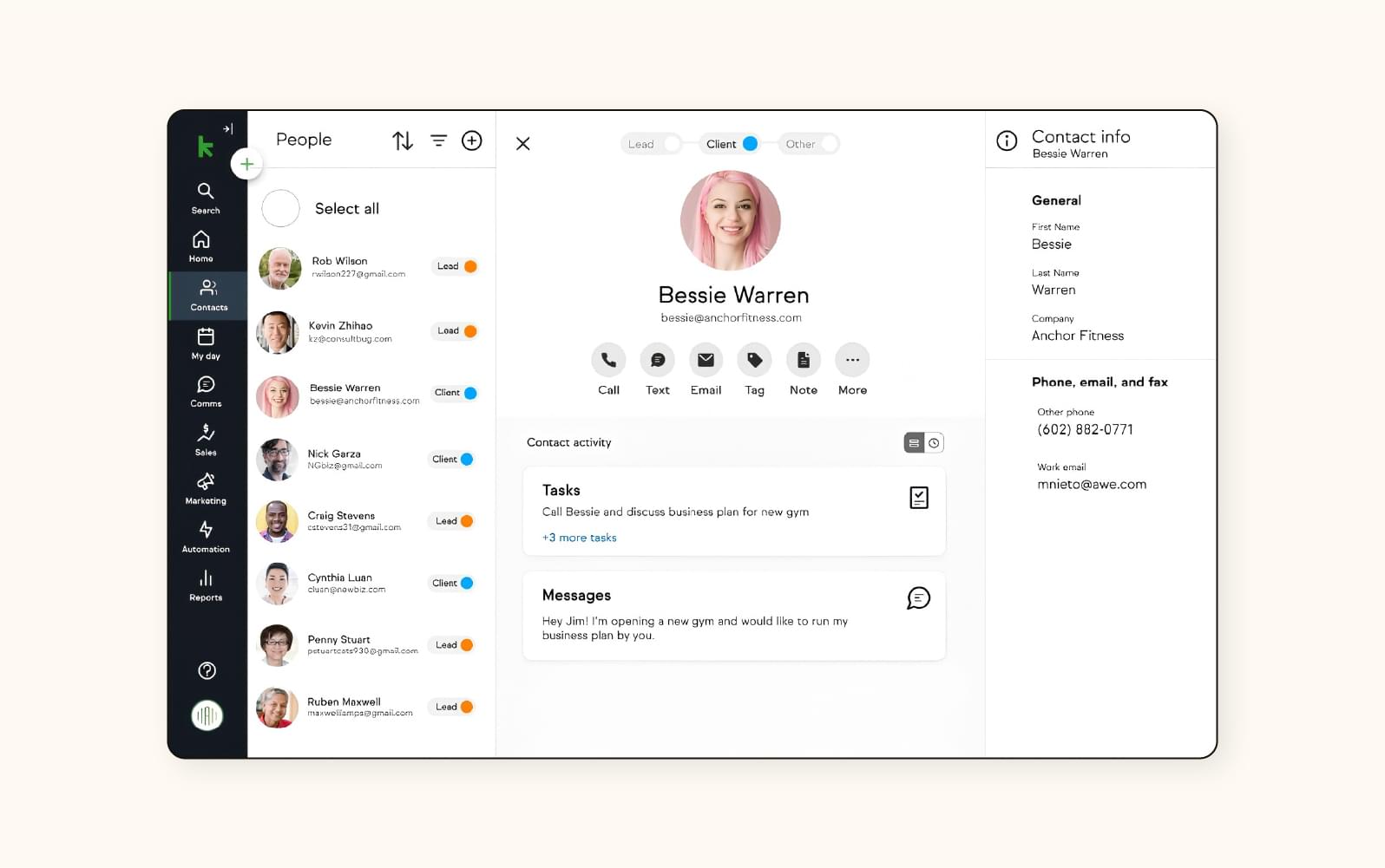 Keap’s customer database software.