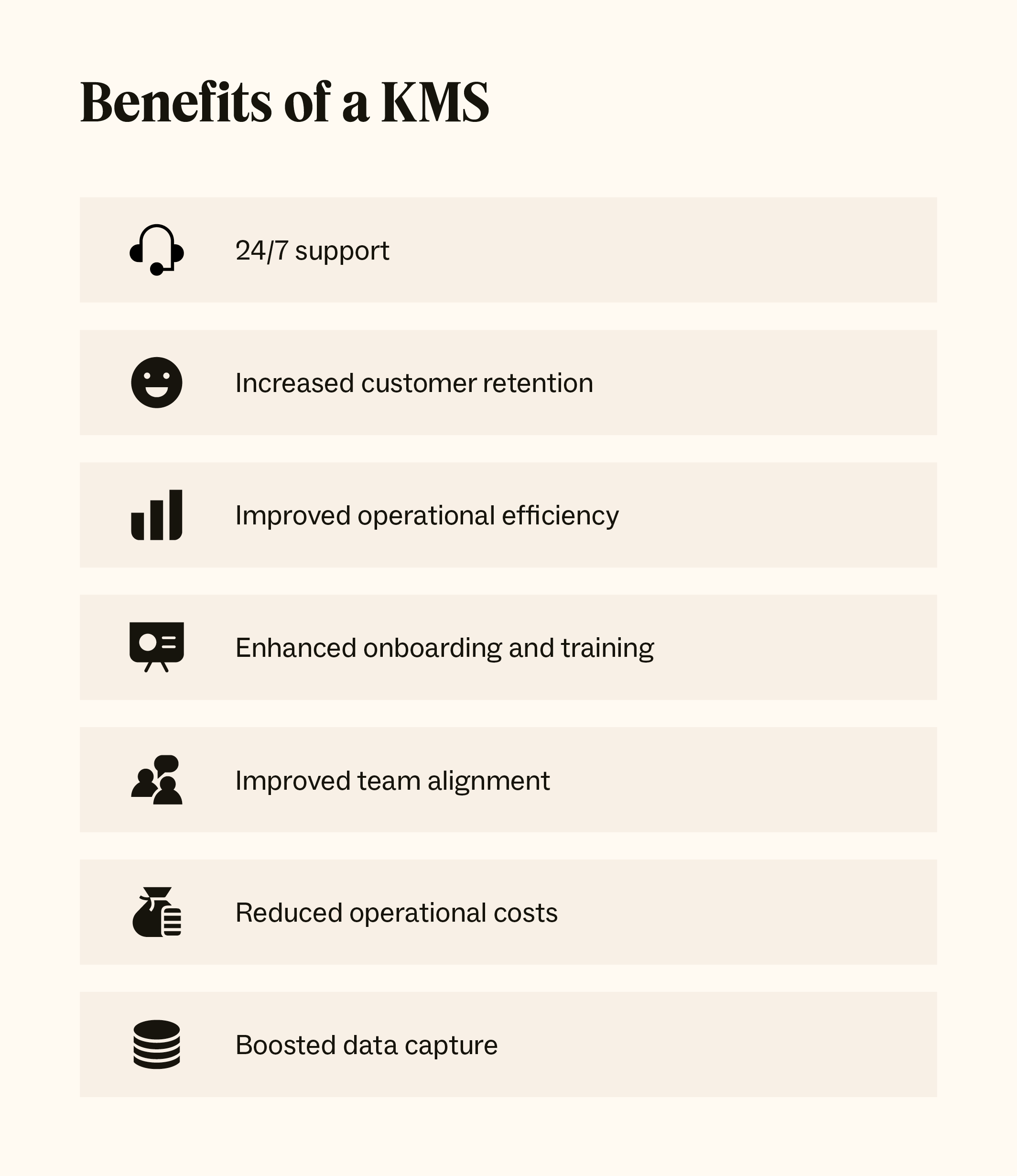 The benefits of a knowledge management system.