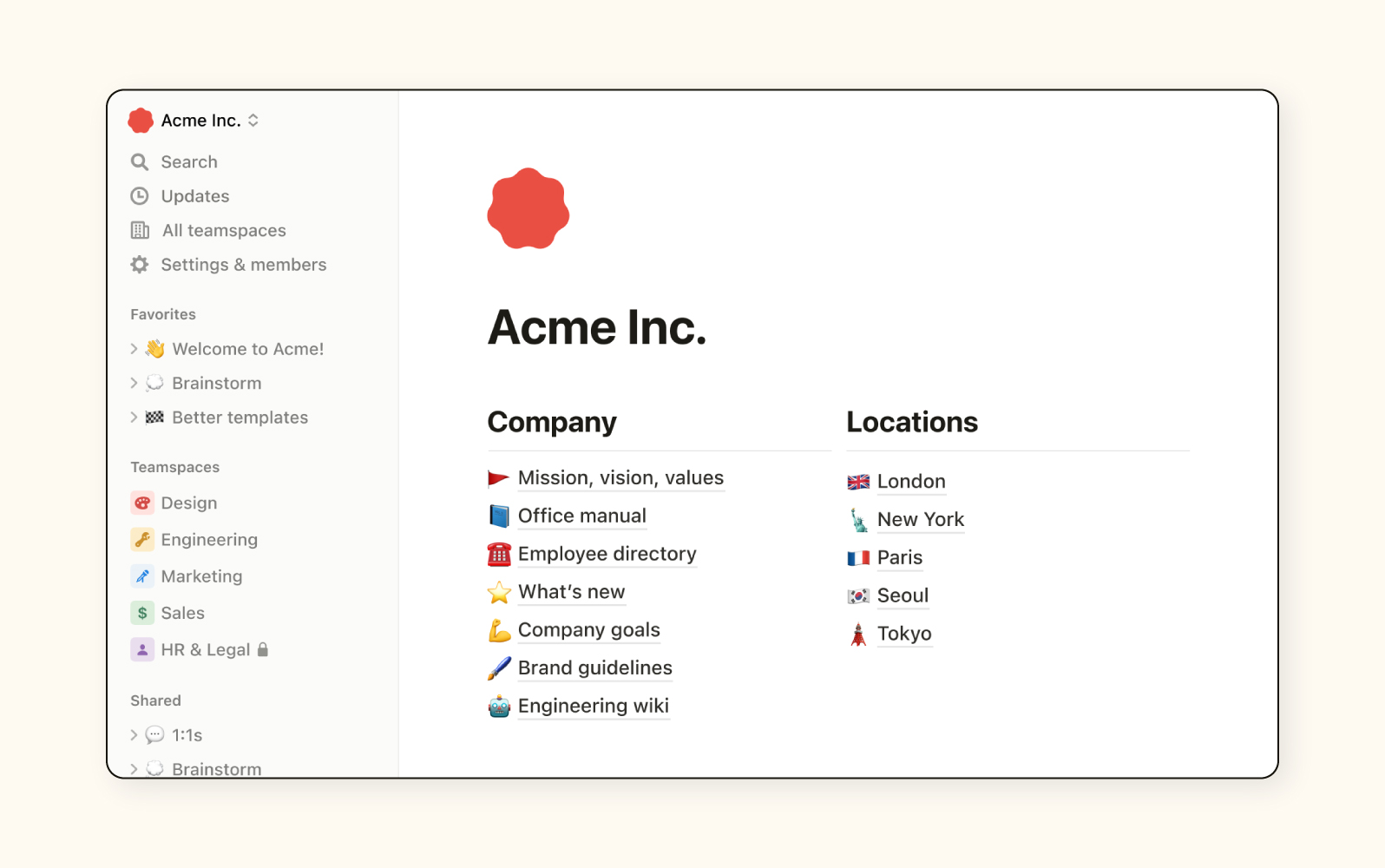 A view of Notion’s knowledge management system.