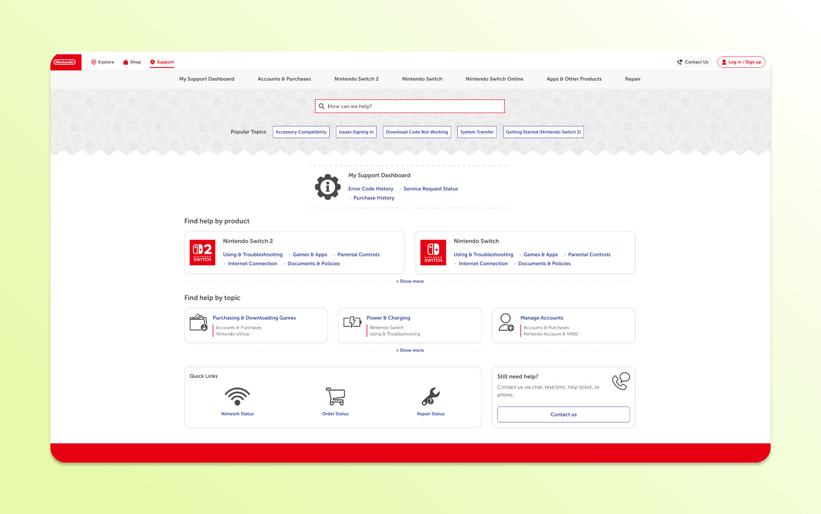 The Nintendo page devoted to frequently asked questions.