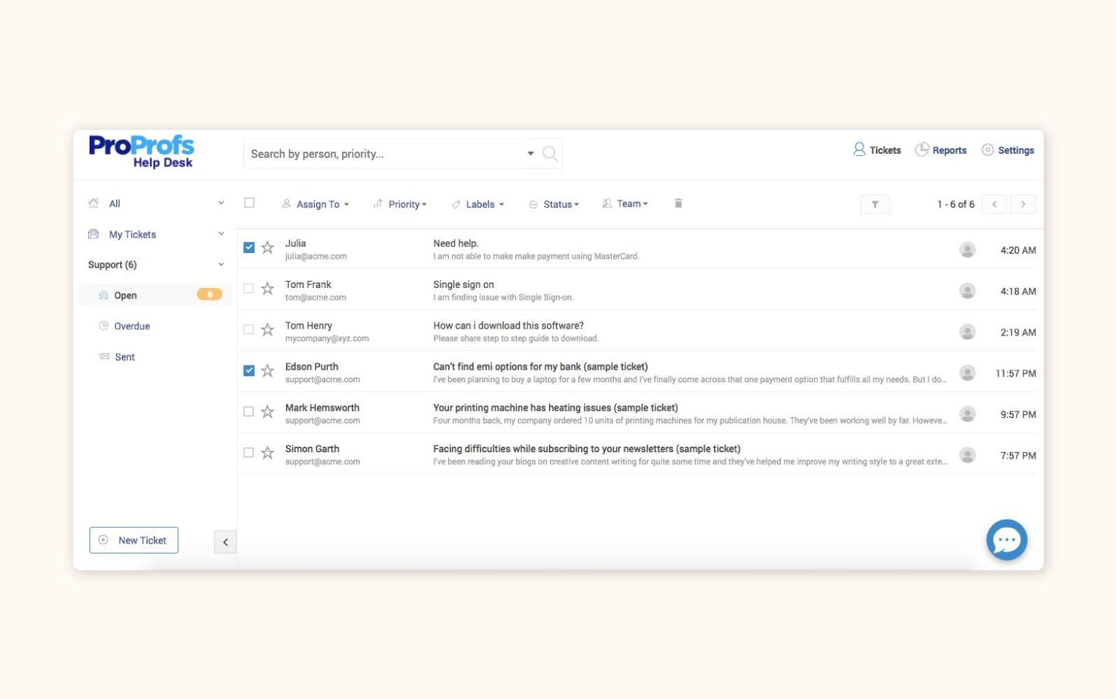 A product image of Help Desk customer complaint software from ProProfs.