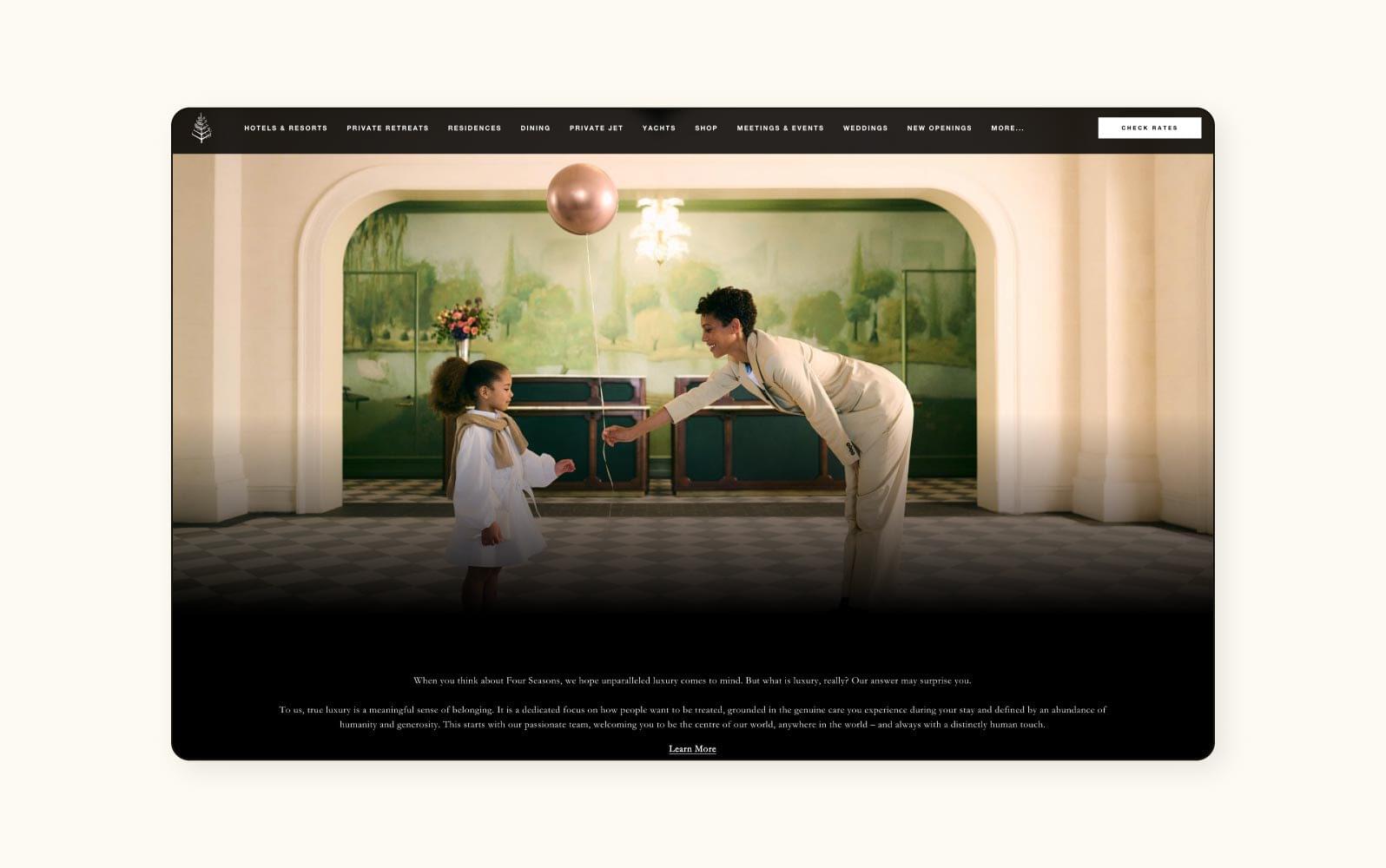 La page « À propos » du Four Seasons.