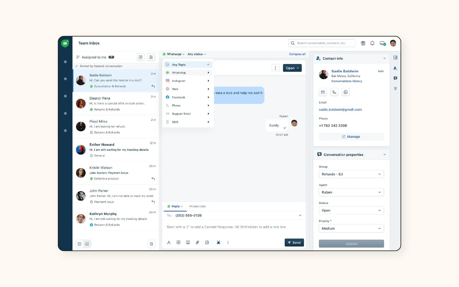 Freshsales’s customer database software.