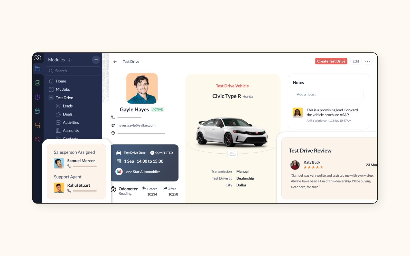 Zoho’s customer database software.