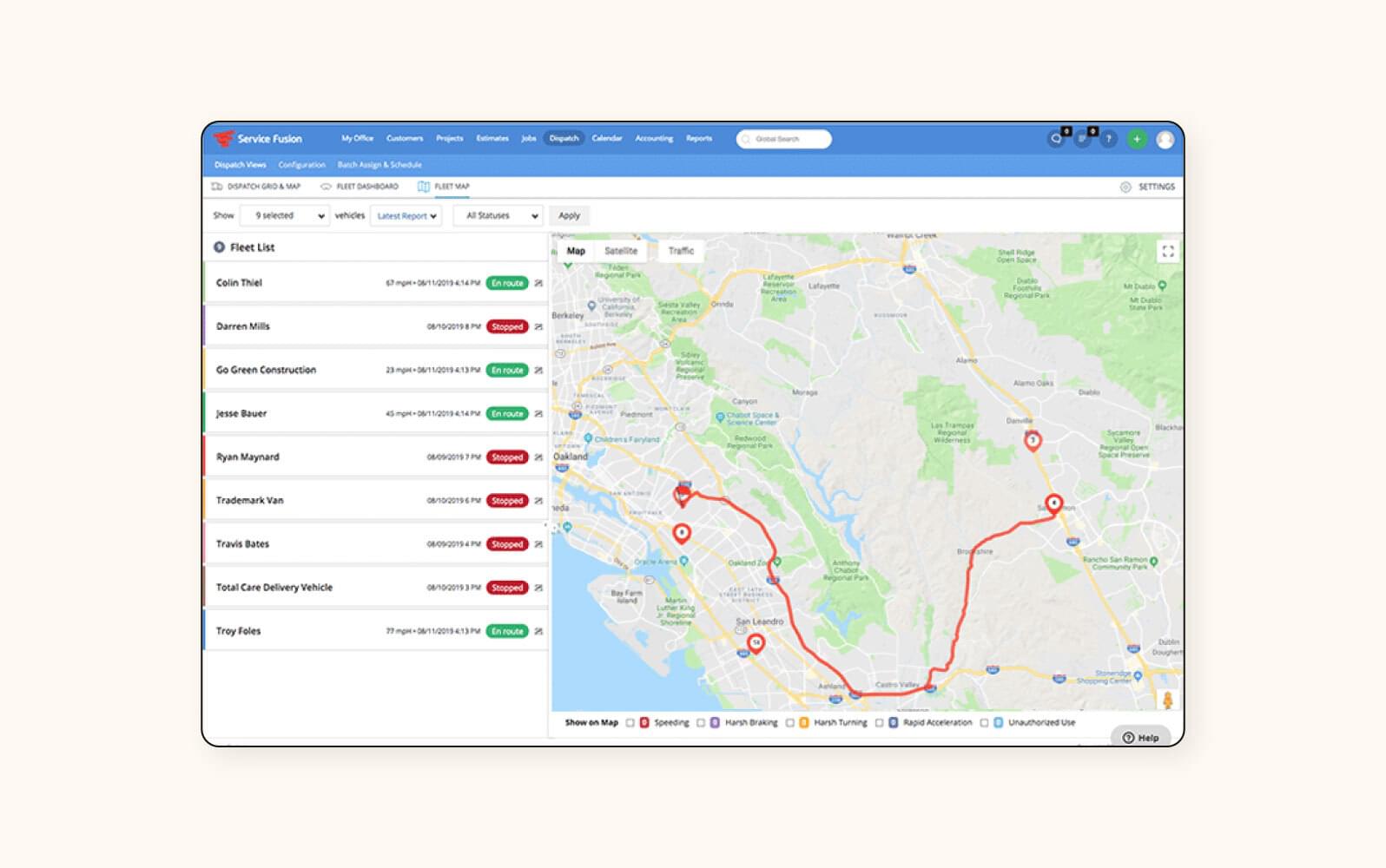 Service Fusion software routes a field agent to their next job site.