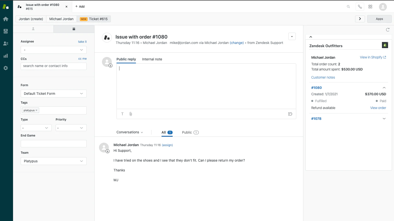 Zendesk screenshot
