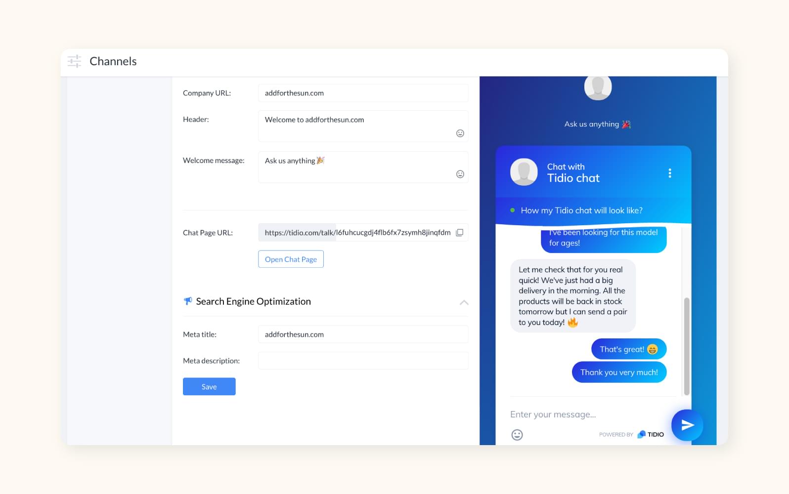 Tidio screenshot