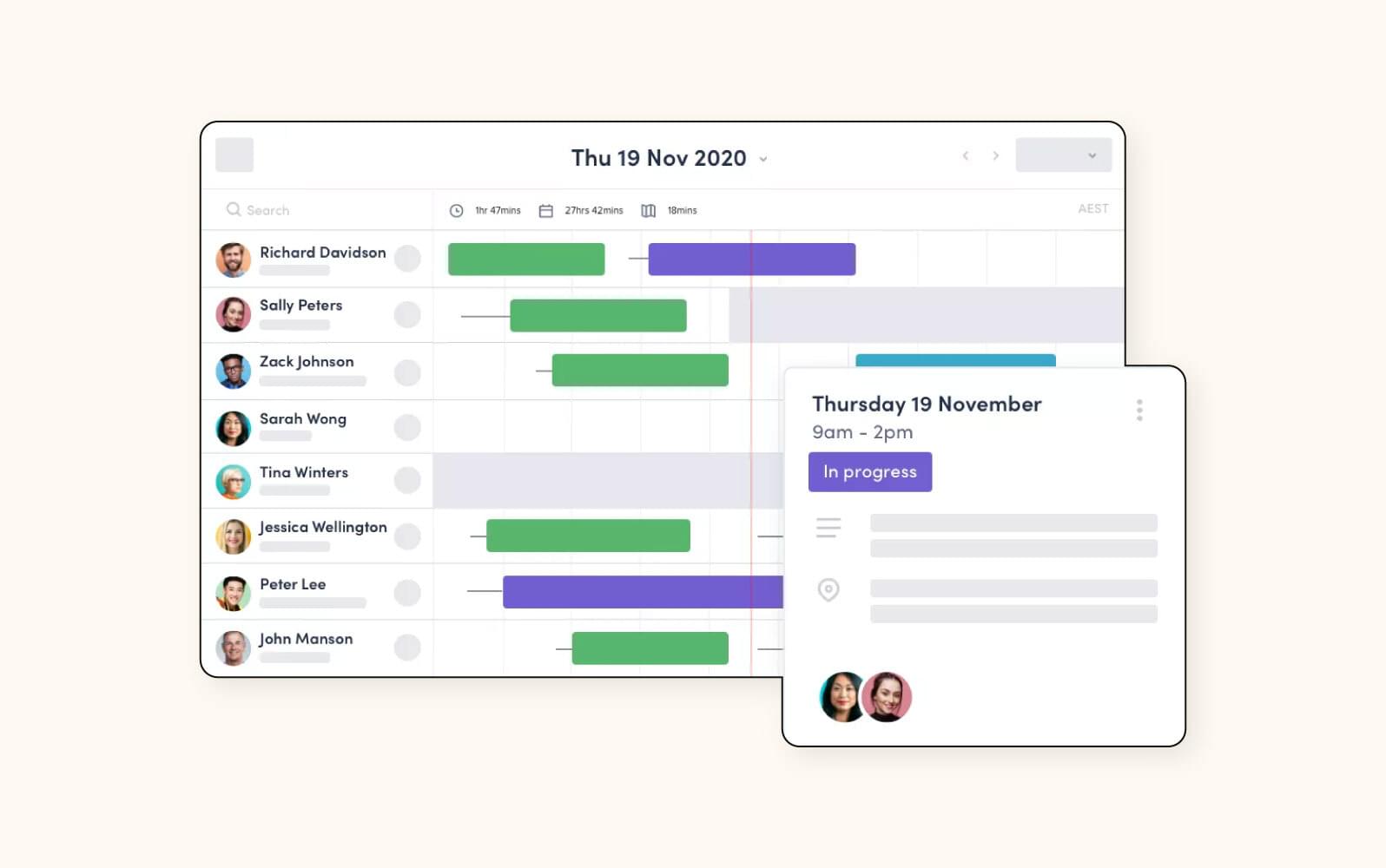 The Skedulo dashboard schedules and monitors remote field agents.