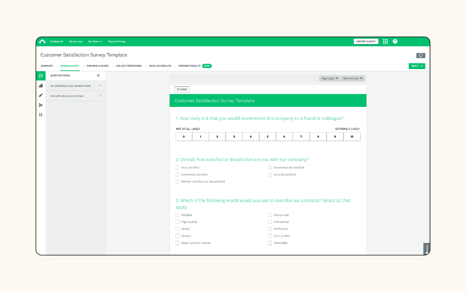 A product image of SurveyMonkey customer feedback management software.