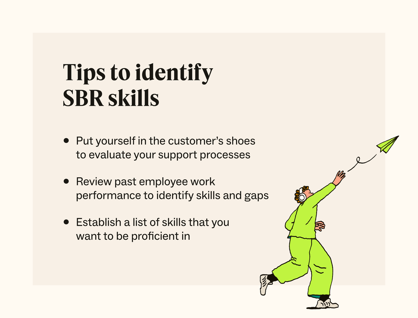 A bulleted list details some tips for identifying SBR skills