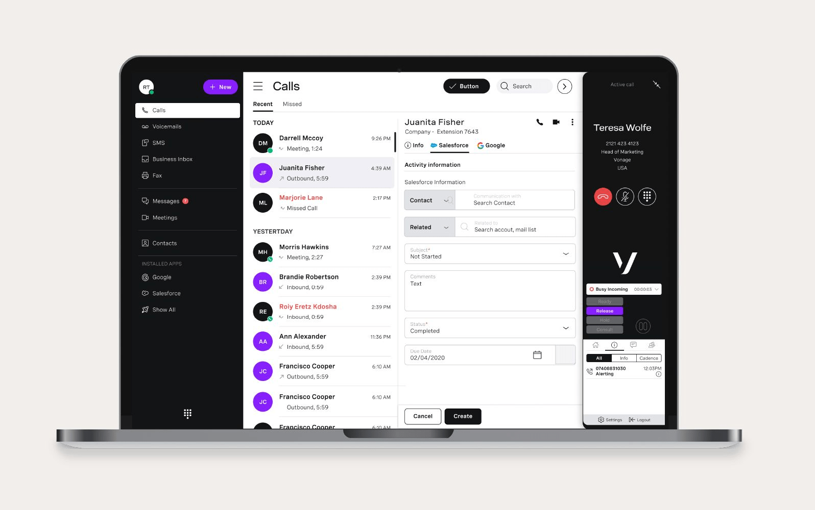 An image displays Vonage’s VoIP platform, one of the best business VoIP providers.