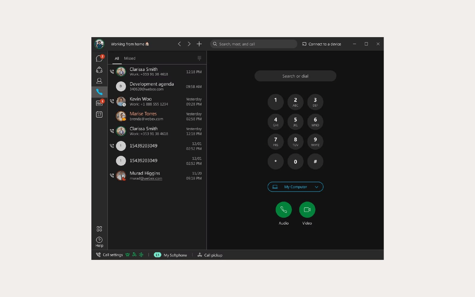 An image displays Webex Calling’s VoIP platform, one of the best business VoIP providers.