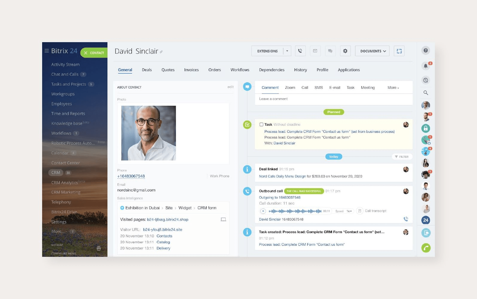 An image displays Bitrix24’s VoIP platform, one of the best business VoIP providers.