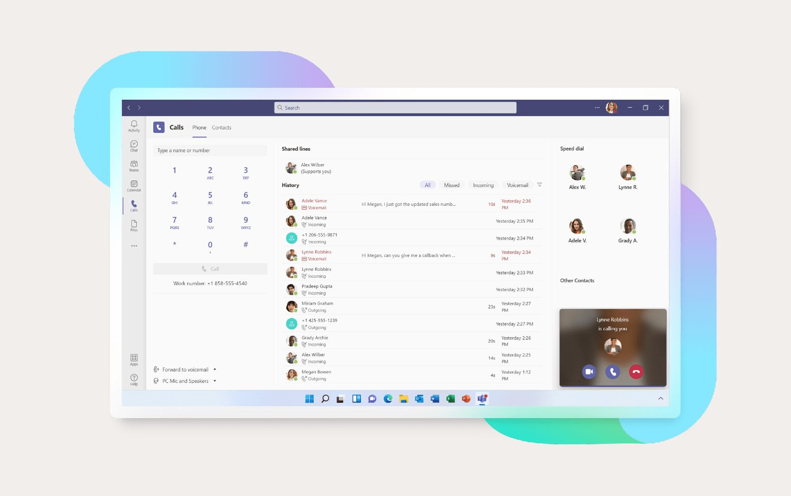 An image displays Microsoft Team’s VoIP platform, one of the best business VoIP providers.