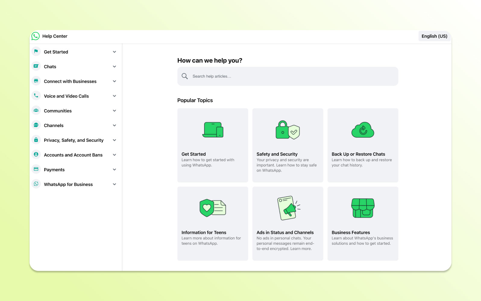 The WhatsApp page devoted to frequently asked questions.