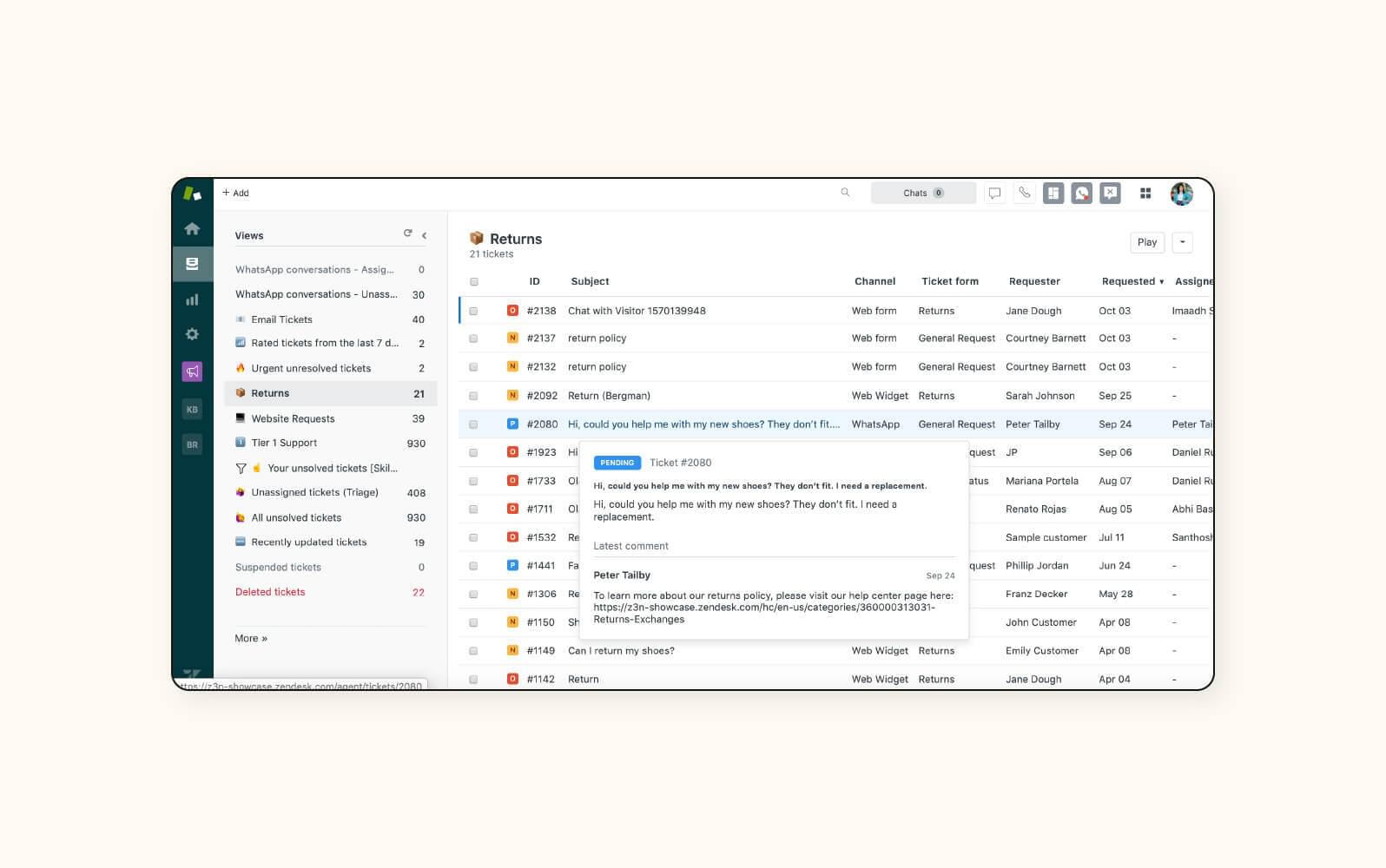 A product image of the Zendesk help desk ticketing system software.