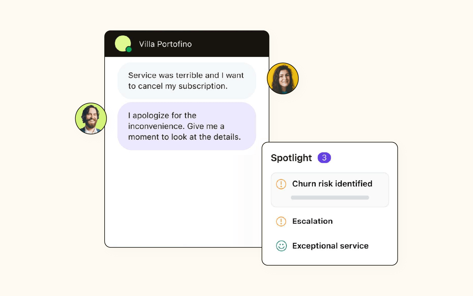 A product image of an agent conversation with AI sentiment analysis via Zendesk software.