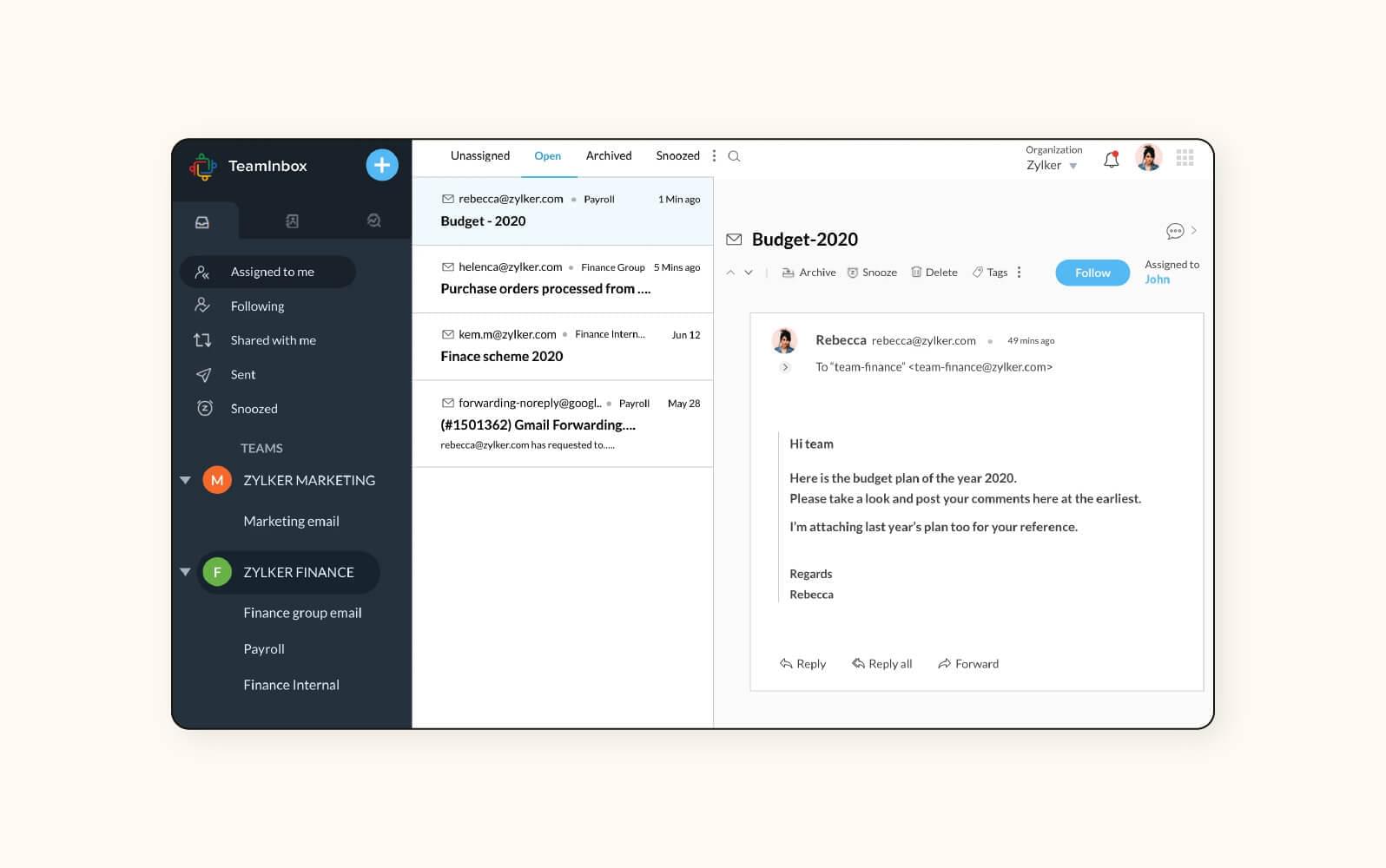 A product image of Zoho Deskticketing system software.