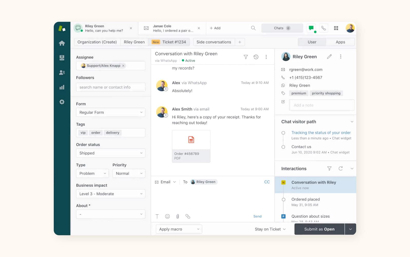 Zendesk dashboard screenshot