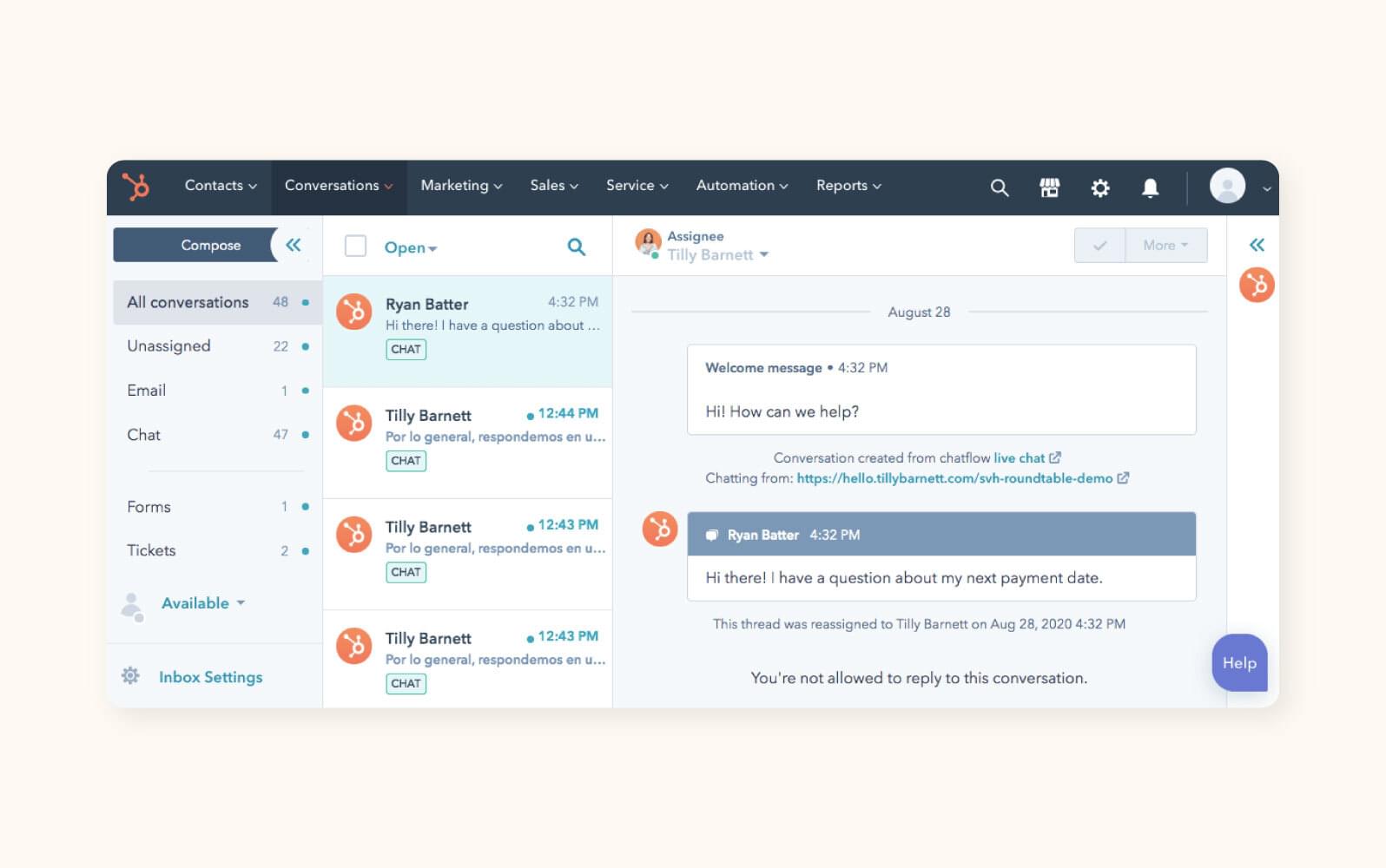 Screenshot of HubSpot dashboard