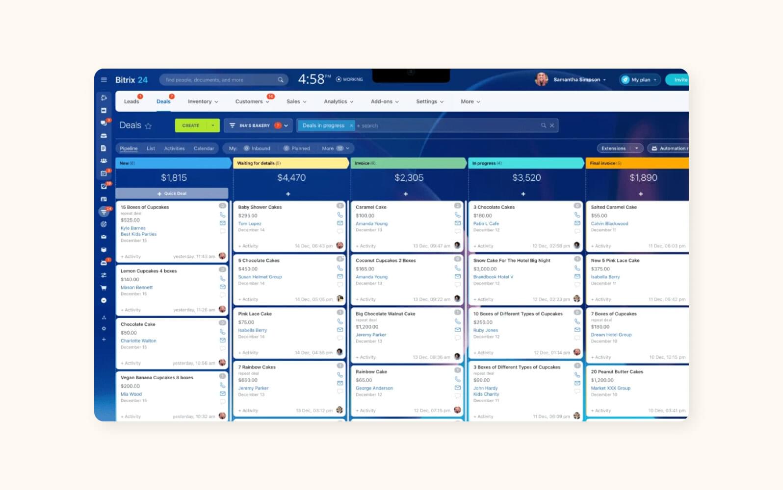 Screenshot of Bitrix24 dashboard
