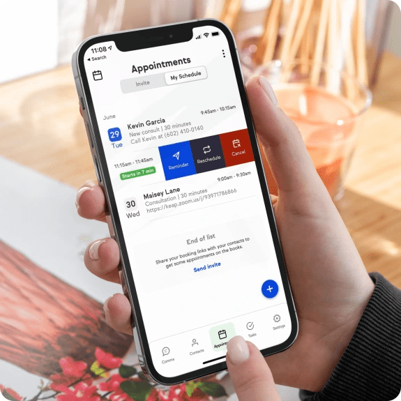 You can review appointments, contacts, tasks, and more in this mobile CRM application.